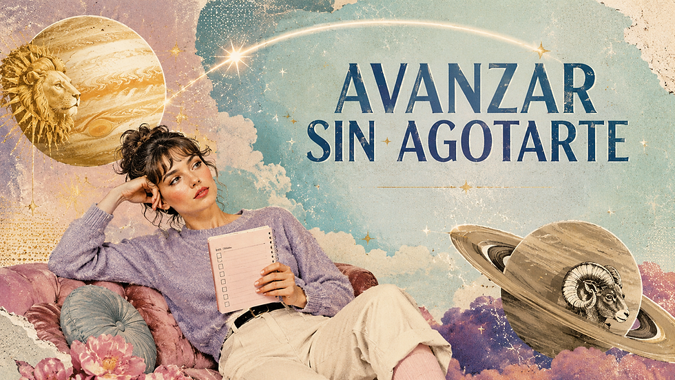 Avanzar sin agotarte: Júpiter en Leo y Saturno en Aries, ilustración cósmica de Acceso Cósmico.