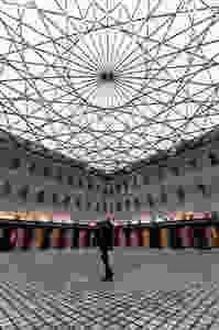 Scheepvaartmuseum in Amsterdam girl under the glass roof