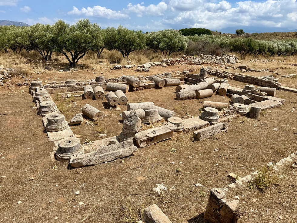 Remains of the colonnaded courtyard of the Roman Peristyle Villa in Aptera