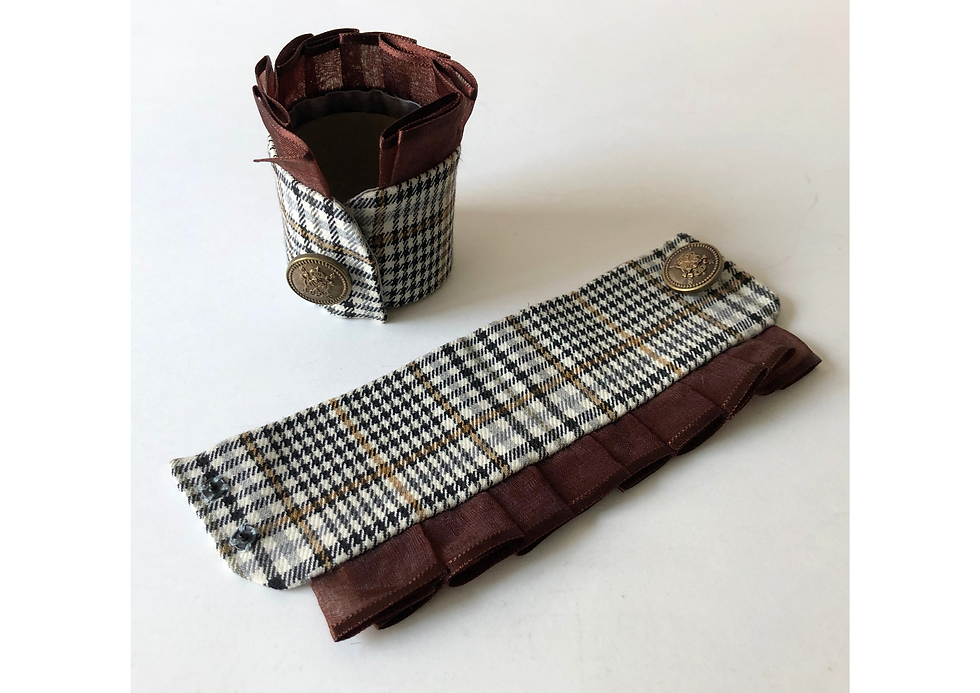 Bracelet manchette tissu à carreaux