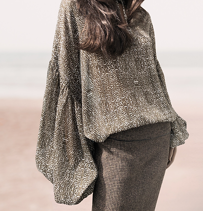 chemise voile DOINA imprimé vert beige9.png