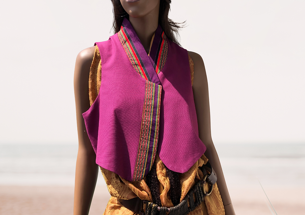 Miniature : Gilet bohème sans manche col cygne T/M NUCCIA
