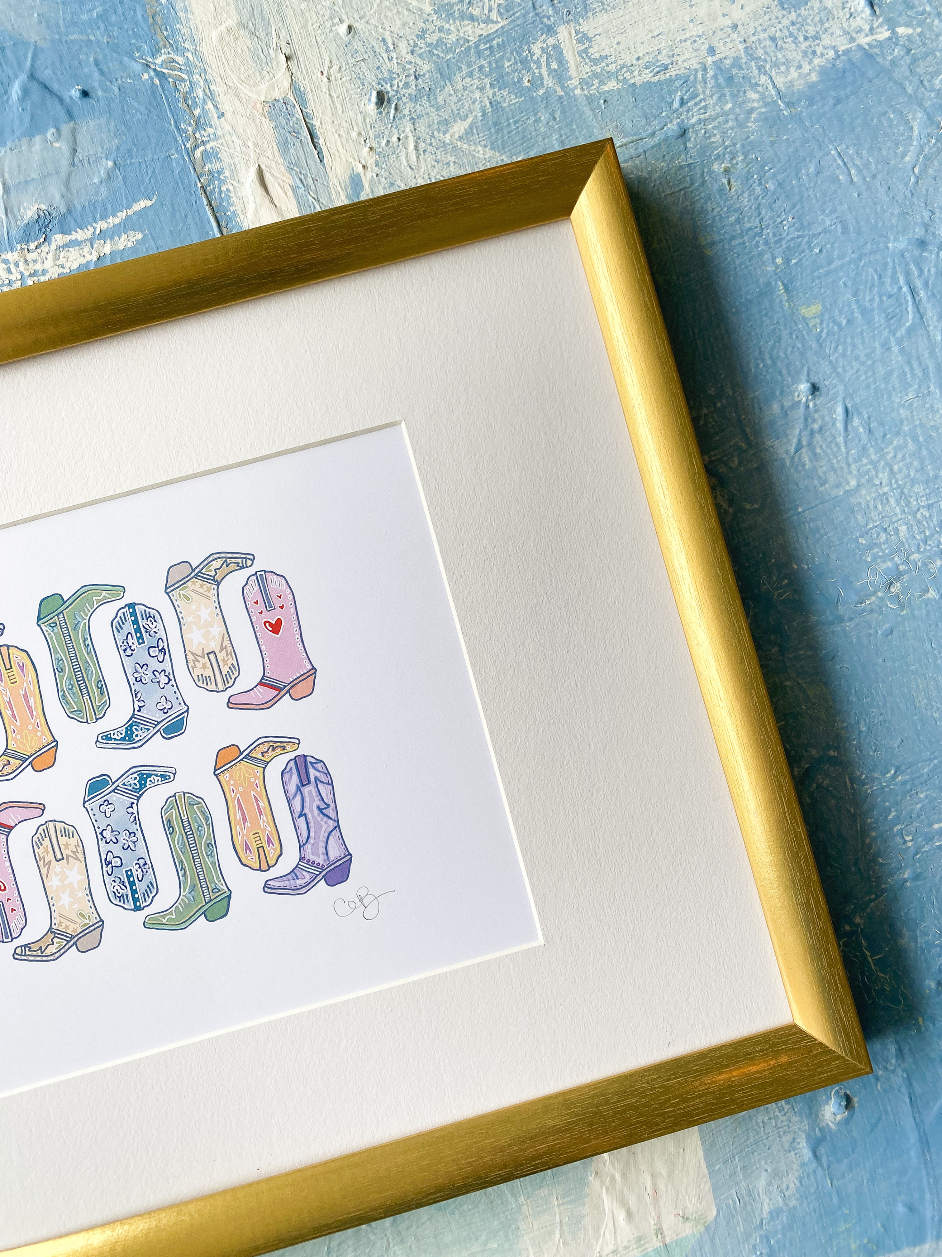 Framed Colorful Boot Print