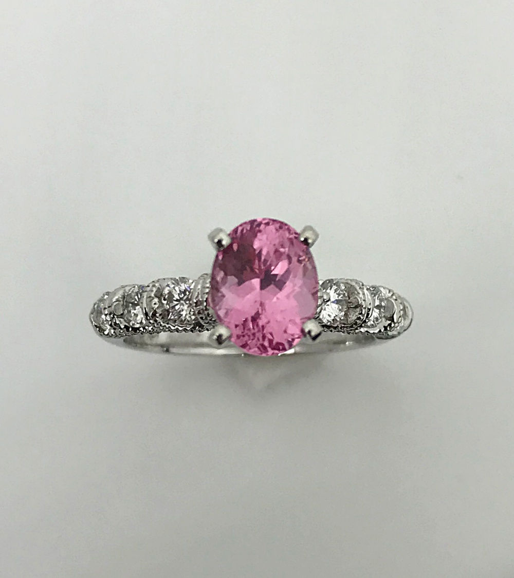 Spinel Ring - 14k White Gold w/ Diamond accent stones
