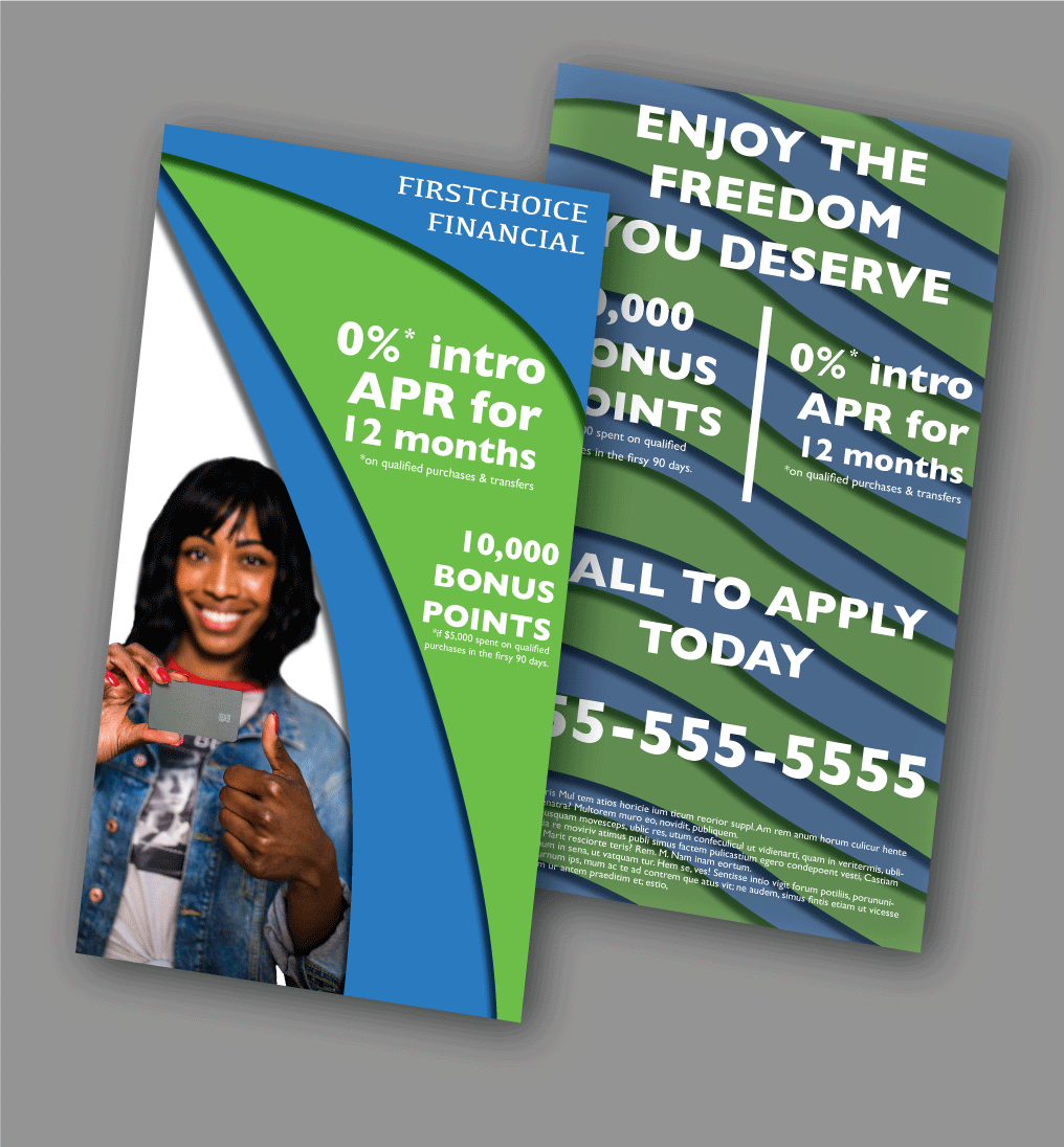 Promotional marketing flyer and poster design featuring bold typography, layered graphics, and campa