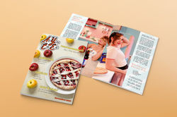 Editorial magazine layout design featuring food photography, recipe spreads, and lifestyle print des