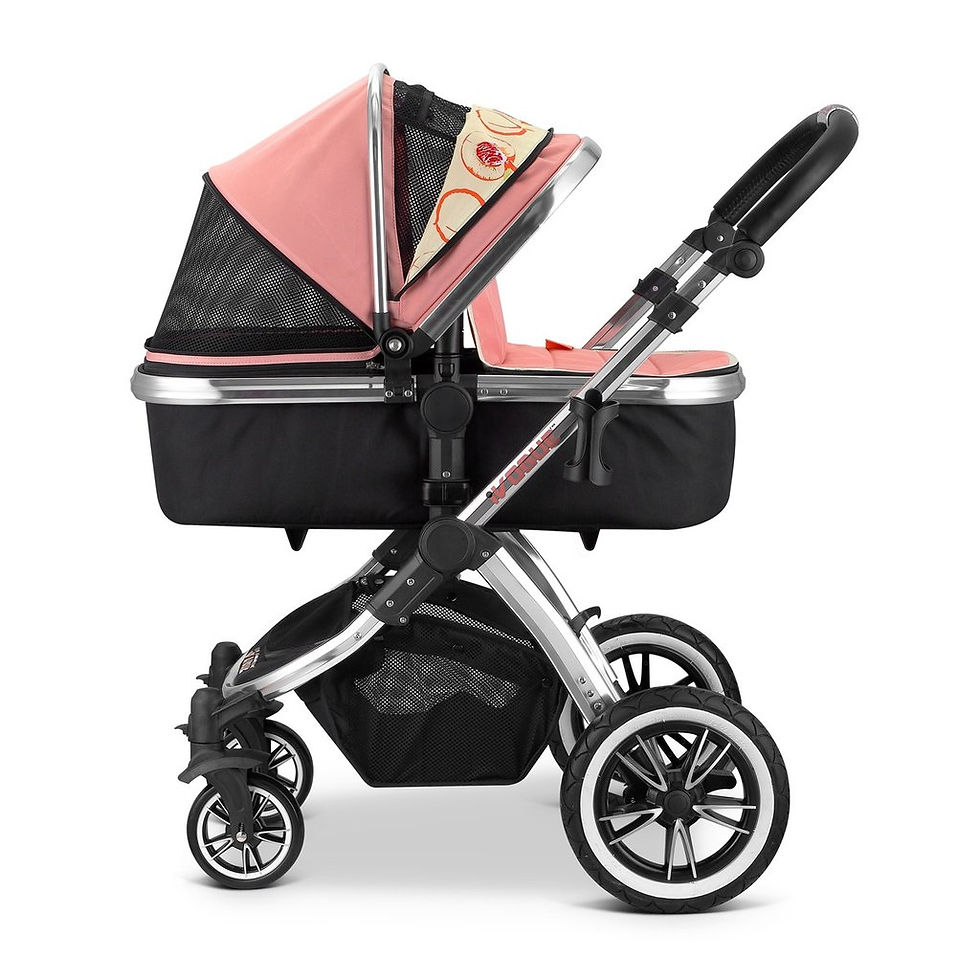 Thumbnail: Peach Carrycot & Stroller (Includes raincover and matching bag)