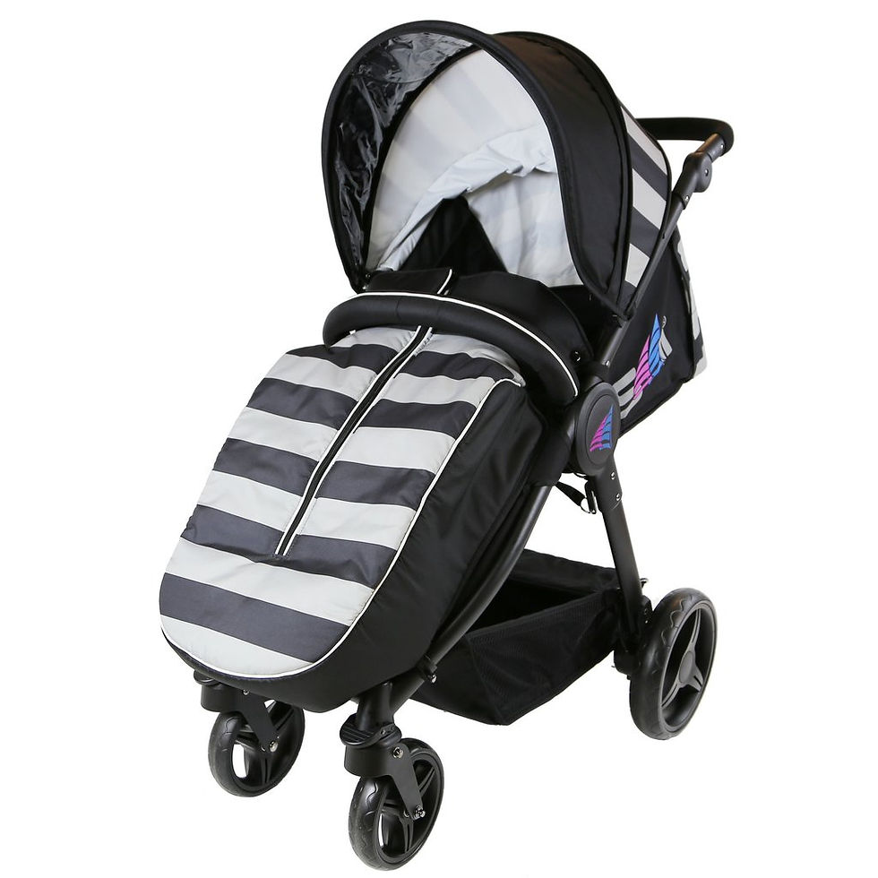 Thumbnail: Black Boys Girls Reclining Buggy Pram Pushchair Stroller inc Raincover