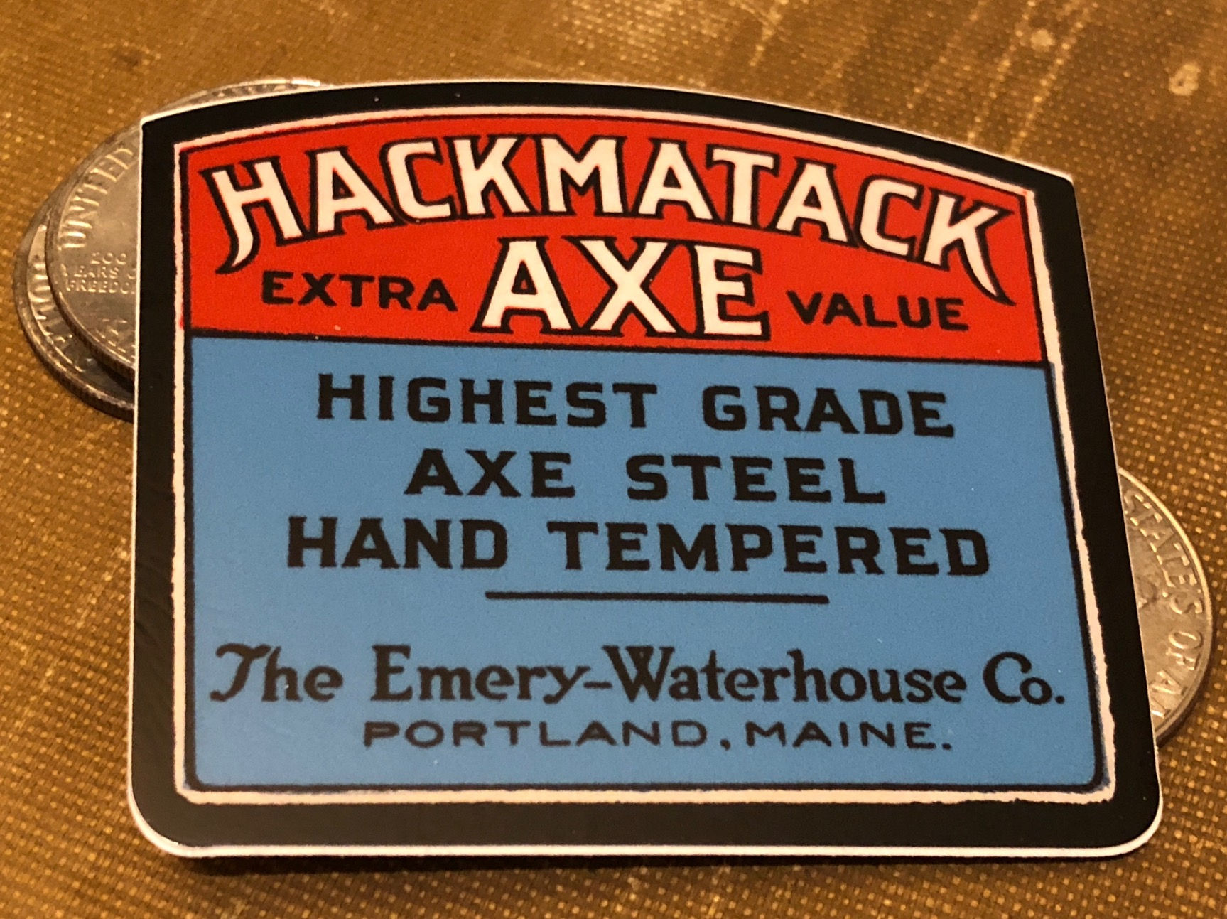 Emery-Waterhouse Co. - Hackamatack Axe Waterproof Vinyl Sticker