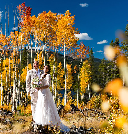 Bride and Groom with Aspens