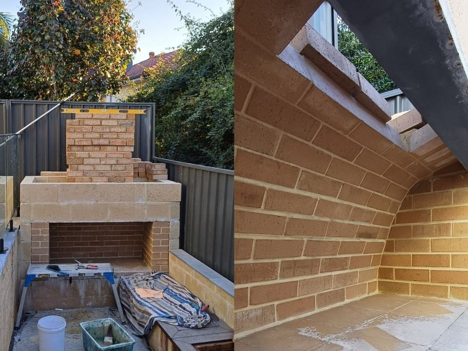 Modern custom brick barbecue construction for a Perth backyard entertainment space.