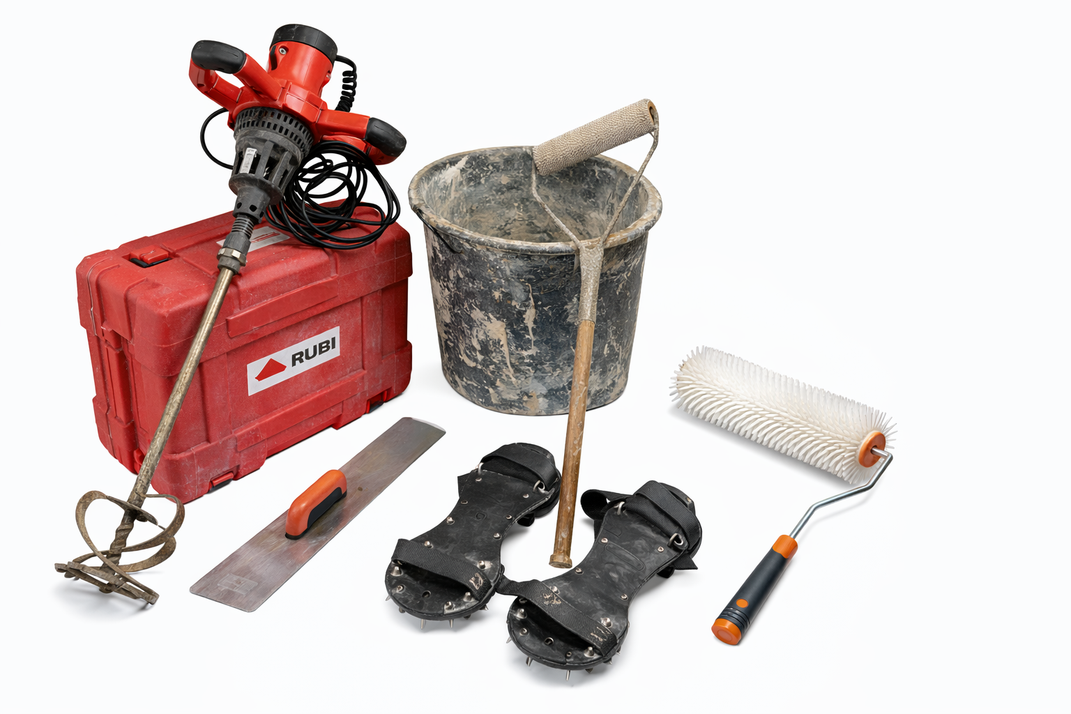 Kit ragréage complet (malaxeur + outils + chaussures à clous)