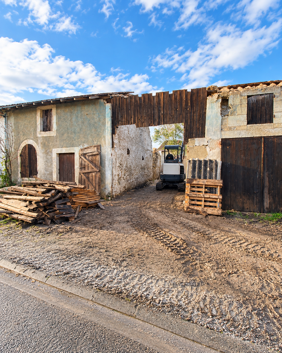 Bâtiment ancien en rénovation avant travaux, illustrant une expertise technique préalable