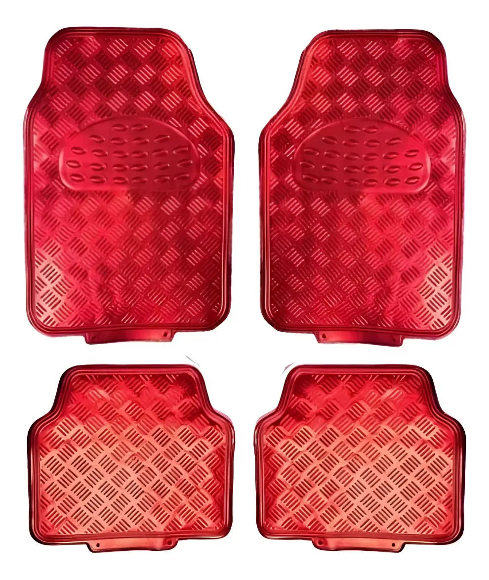 JUEGO DE CUBRE ALFOMBRA UNIVERSAL 4PIEZAS ROJO METALIZADO 