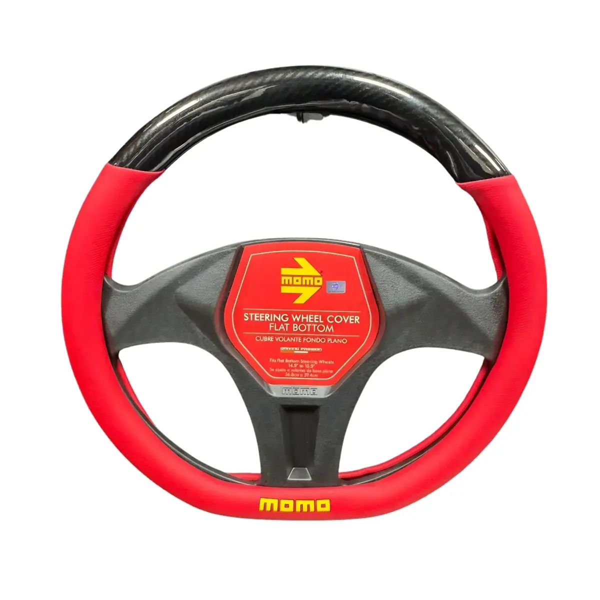 CUBRE VOLANTE MOMO BASE PLANA NEGRO/ROJO 38CM
