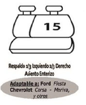 Miniatura: FUNDA ASIENTO UNIVERSAL CUERINA NEGRO/GRIS B15 (POSICION RESPALDO TRASERO)