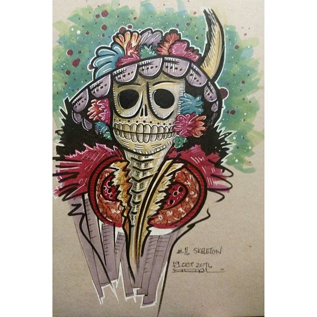 #inktober no 16 #skeleton #dayofthedead