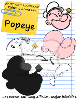 PLANTILLA DIBUJOS VINTAGE POPEYE EL MARINO POPEYE EL MARINO GOMA EVA FIELTRO GRA
