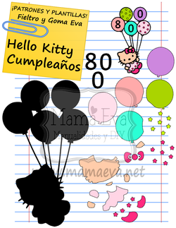 PLANTILLA DIBUJOS SANRIO HELLO KITTY GLOBOS GOMA EVA FIELTRO GRATIS.png