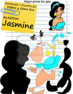 PLANTILLA PRINCESAS DISNEY ALADDIN JASMINE2 GOMA EVA FIELTRO GRATIS