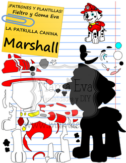 PLANTILLA DIBUJOS ANIMADOS ACTUALES LA PATRULLA CANINA MARSHALL GOMA EVA FIELTRO GRATIS