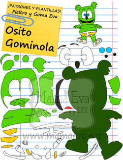 PLANTILLA OTROS PERSONAJES TV OSITO GOMINOLA GOMA EVA FIELTRO