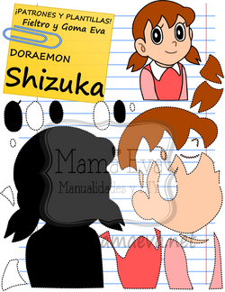 PLANTILLA DIBUJOS ACTUALES DORAEMON SHIZUKA GOMA EVA FIELTRO GRATIS