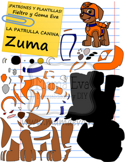 PLANTILLA DIBUJOS ANIMADOS ACTUALES LA PATRULLA CANINA ZUMA GOMA EVA FIELTRO GRATIS