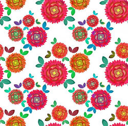 PAPEL DE ZINNIAS ROJAS
