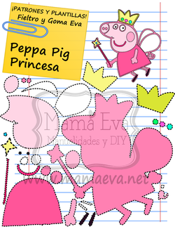 PLANTILLA DIBUJOS ACTUAL PEPPA PIG PEPPA PIG PRINCESA GOMA EVA FIELTRO GRATIS.pn