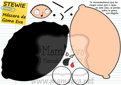 PLANTILLA MASCARA DIBUJOS ADULTOS PADRE DE FAMILIA STEWIE GOMA EVA FIELTRO GRATI