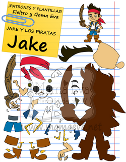 PLANTILLA DIBUJOS ACTUAL JAKE PIRATAS NUNCA MAS JAKE GOMA EVA FIELTRO GRATIS.png