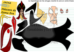 PLANTILLA MASCARA PELICULAS DISNEY ALADDIN JAFAR GOMA EVA FIELTRO GRATIS