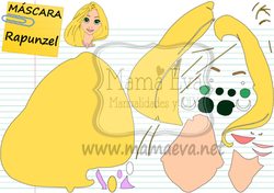 PLANTILLA MASCARA PRINCESAS DISNEY ENREDADOS RAPUNZEL GOMA EVA FIELTRO GRATIS
