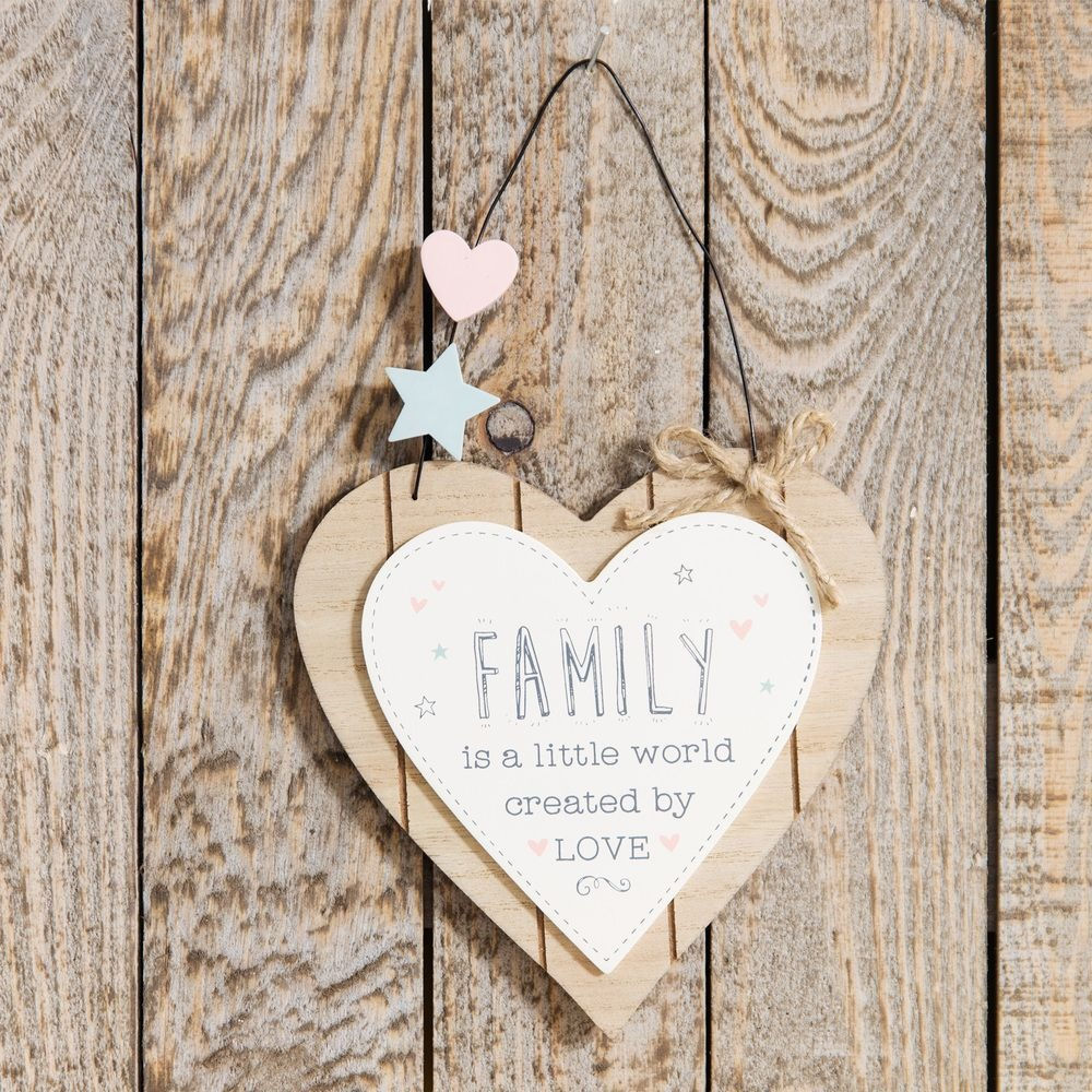 Love Life Heart 'Family' Hanging Plaque