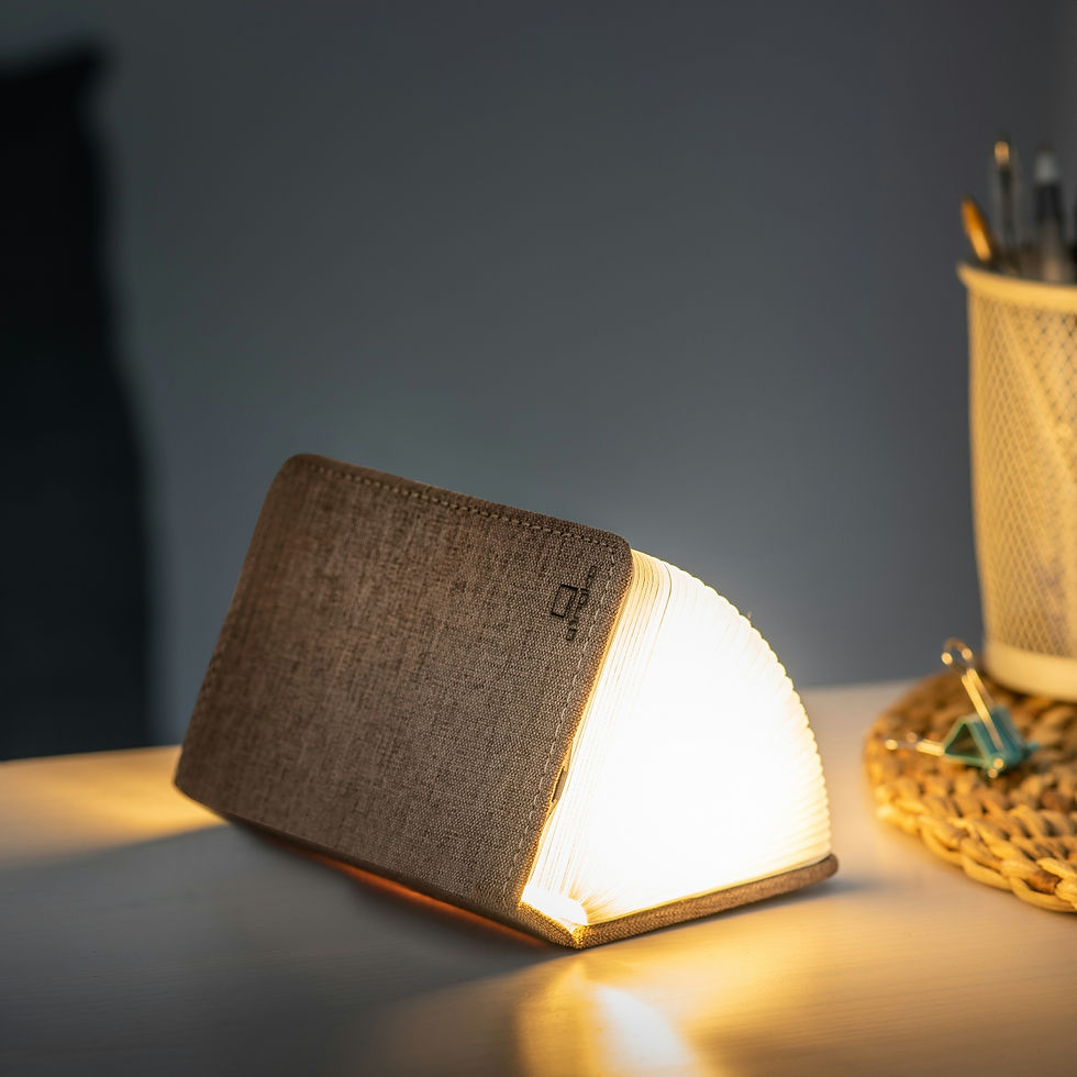 Thumbnail: Gingko Smart Book Light - Coffee Brown Fabric