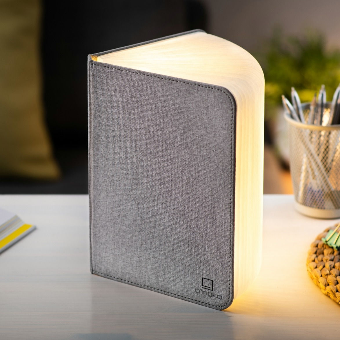 Gingko Smart Book Light - Grey Fabric
