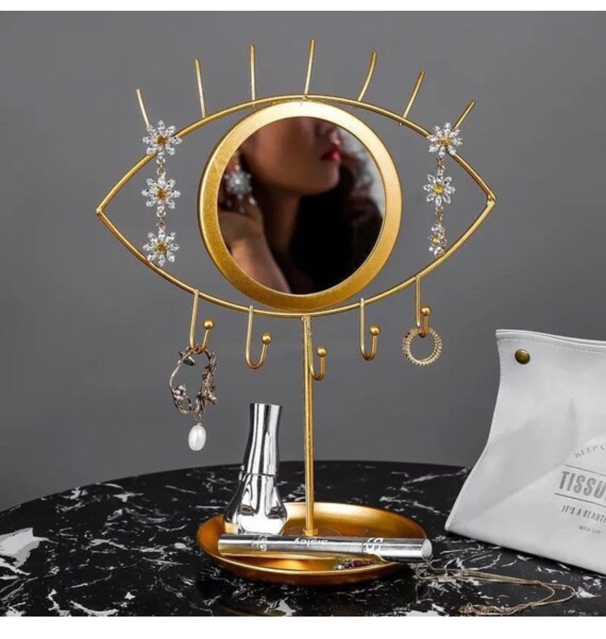 Rabbit Eye Golden Jewelry Mirror