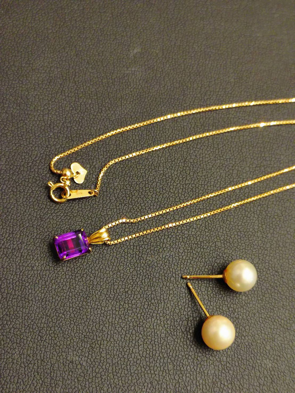 買取実績：アメシストネックレス・パールピアス