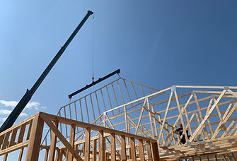 Roof Trusses being set with a crane
