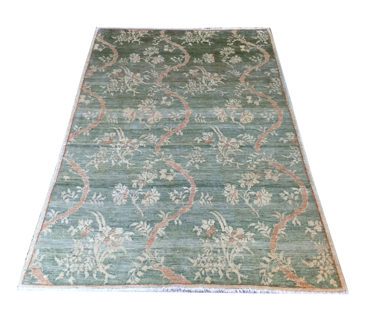 4A0011 Afghan Art Deco Silk 3.8x5.3