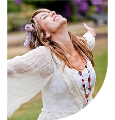 Woman with arms stretched out feeling happy