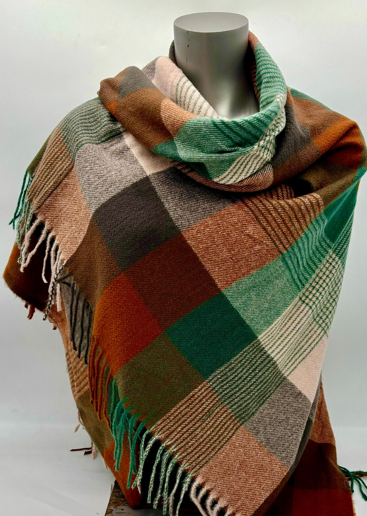 Écharpe carré, modèle mixte, pour homme et femme – N°38 : Orange Vert