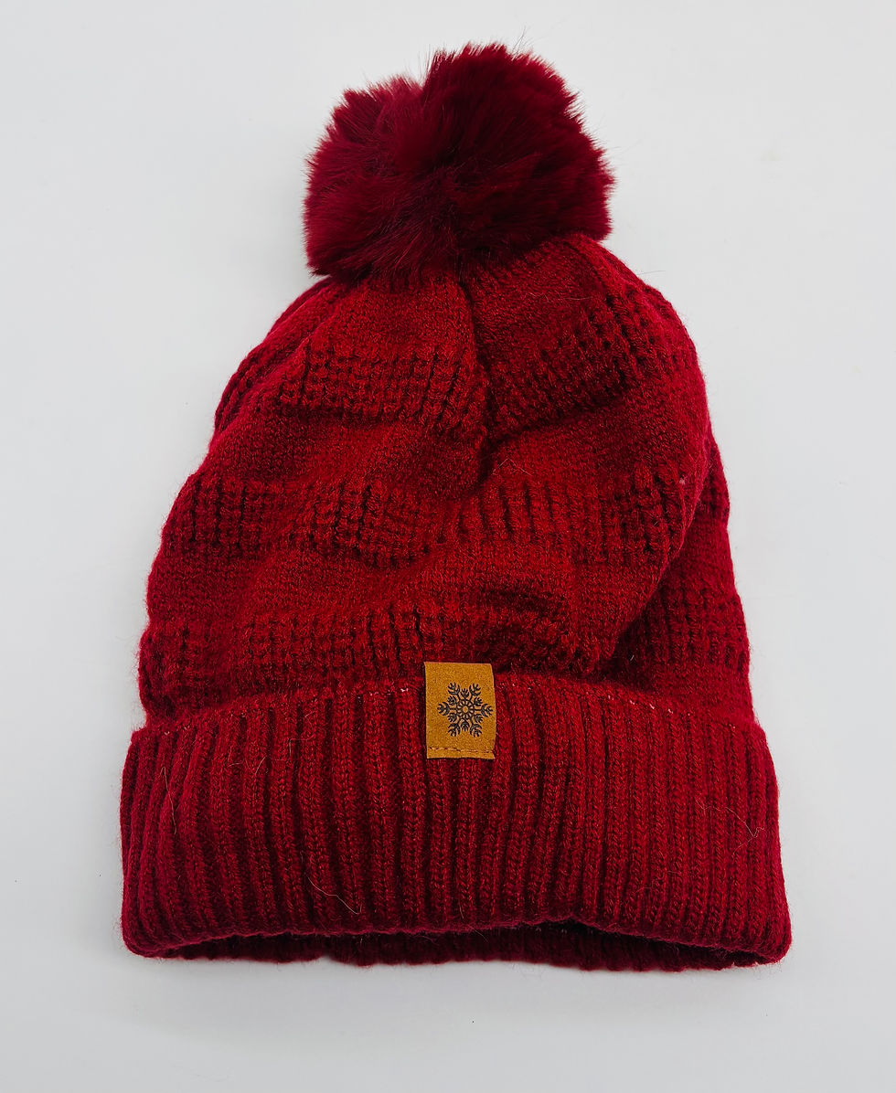 Miniature : Bonnet Fourré en maille avec doublure et pompon en Bande. Modèle 1 - Réf N°05