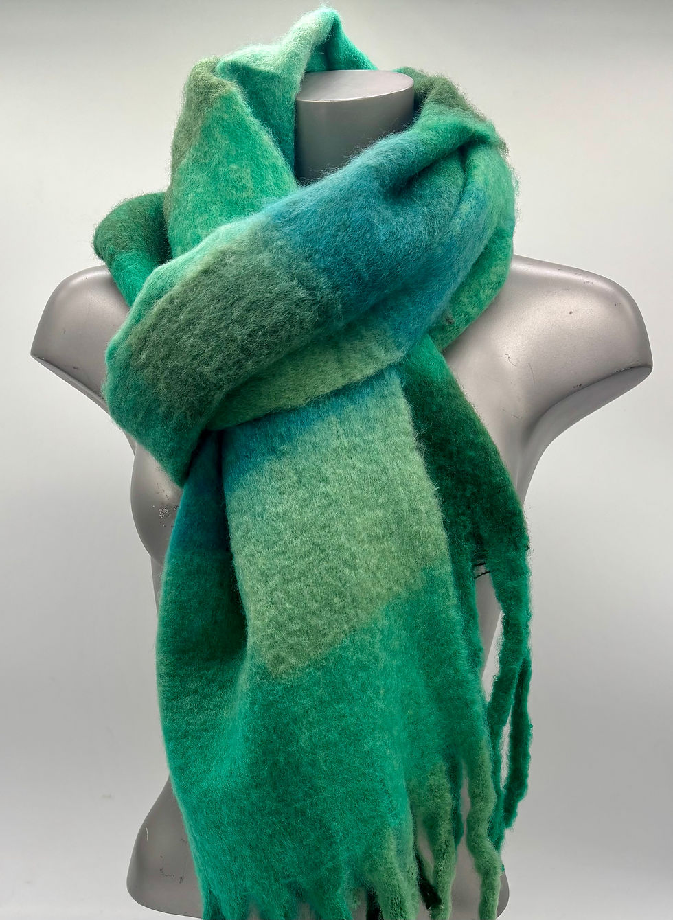 Grande et Grosse Écharpe N°80 : Vert et Bleu