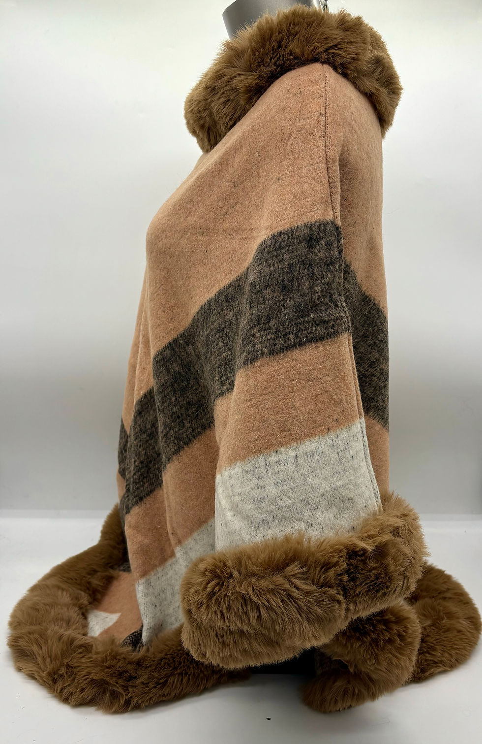 Miniature : Cape simple, élégance, ample et fluide - 6 - Bande Camel