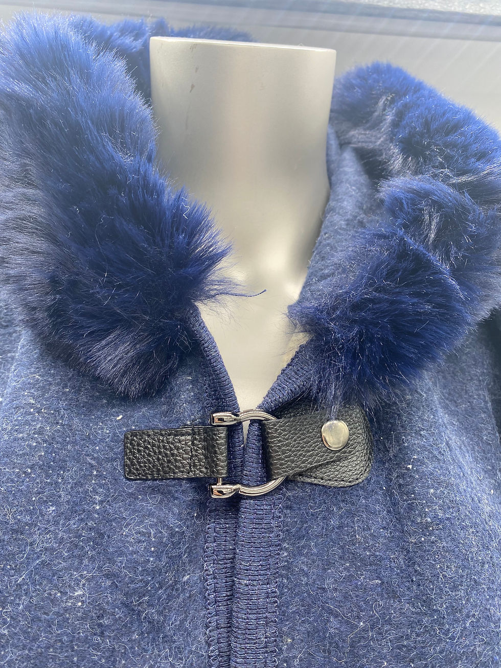 Miniature : Cape avec encolure en fausse fourrure pour femme - 6 - Bleu Marine