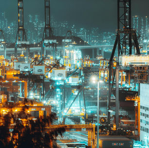 Port container at night