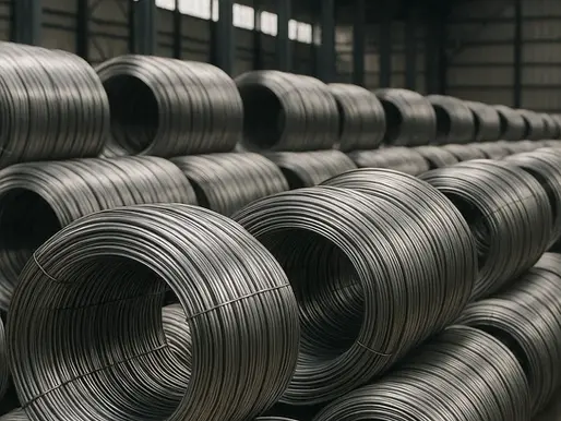 Steel wire in a warehouse