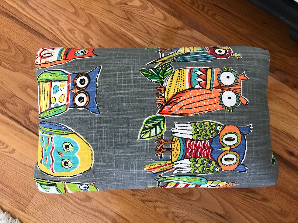 Thumbnail: Small stool with owl fabric